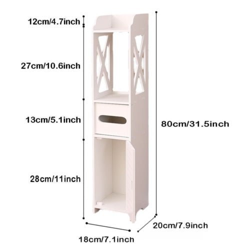 4 Tiers Modern Bathroom Furniture Cabinet Wood Slim Shelf Cupboard Storage Unit. GoodsCorner