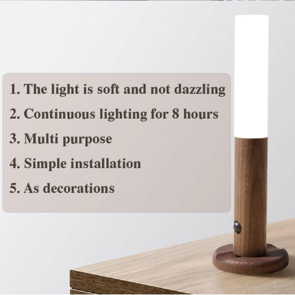 Auto LED USB Magnetic Wood Wireless Night Light Corridors Porch Lights PIR Motion Sensor Wall Light Cabinet Lamp GoodsCorner