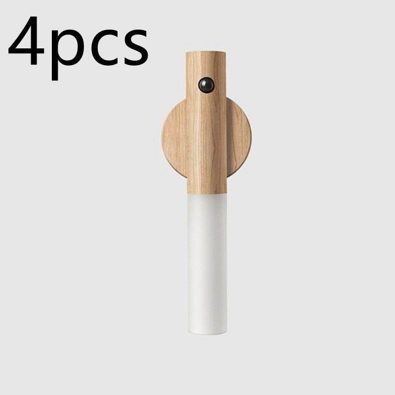 Auto LED USB Magnetic Wood Wireless Night Light Corridors Porch Lights PIR Motion Sensor Wall Light Cabinet Lamp GoodsCorner