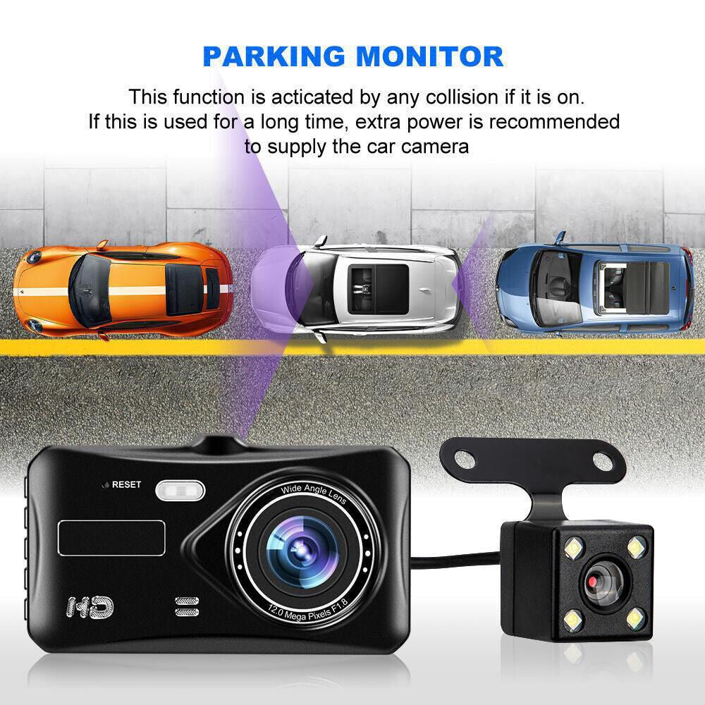 Dashcam Pro Dual Lens Car Camera – 1080P Full HD Front & Waterproof Rear, 32GB SD Card, 4'' IPS Touch Screen, G - Sensor, WDR, Parking Monitor GoodsCorner