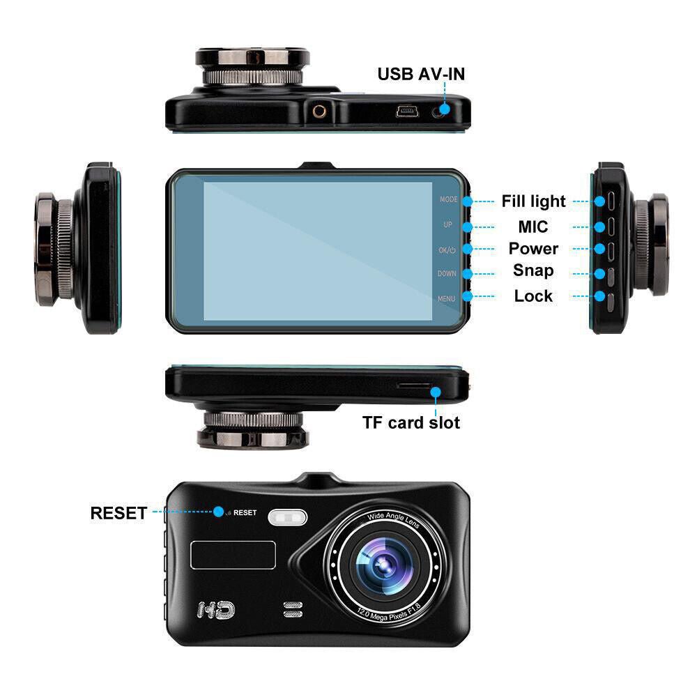Dashcam Pro Dual Lens Car Camera – 1080P Full HD Front & Waterproof Rear, 32GB SD Card, 4'' IPS Touch Screen, G - Sensor, WDR, Parking Monitor GoodsCorner
