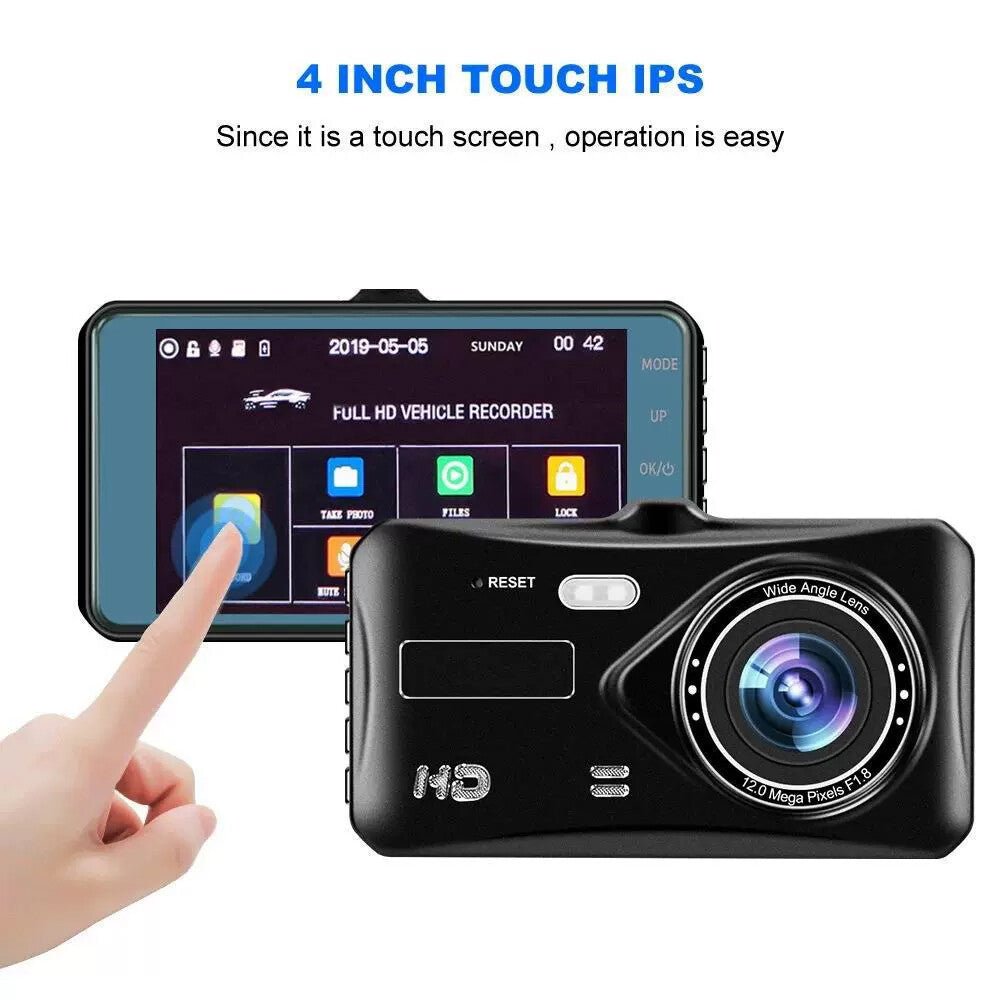 Dashcam Pro Dual Lens Car Camera – 1080P Full HD Front & Waterproof Rear, 32GB SD Card, 4'' IPS Touch Screen, G - Sensor, WDR, Parking Monitor GoodsCorner