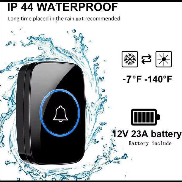 Wireless Doorbell 4 Receivers and 2 Waterproof Push Button, 300m Remote home cordless call bell GoodsCorner