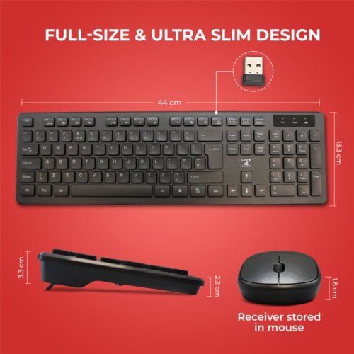 Wireless Keyboard & Mouse Combo Set – 2.4GHz USB - A Nano Receiver - Up to 2400 DPI - Full - Size Slim Design for PC & Laptop - White, Black GoodsCorner