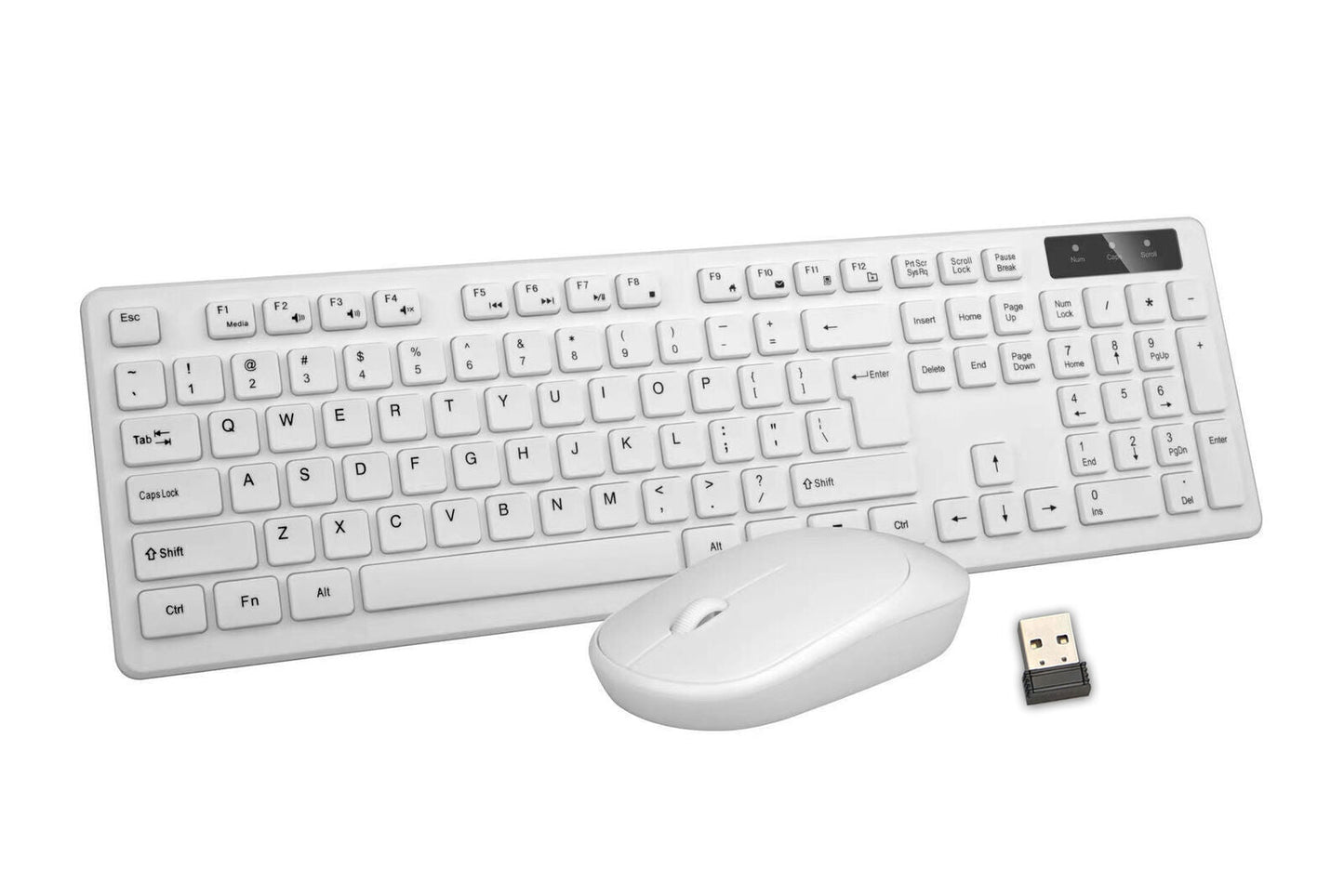 Wireless Keyboard & Mouse Combo Set – 2.4GHz USB - A Nano Receiver - Up to 2400 DPI - Full - Size Slim Design for PC & Laptop - White, Black GoodsCorner