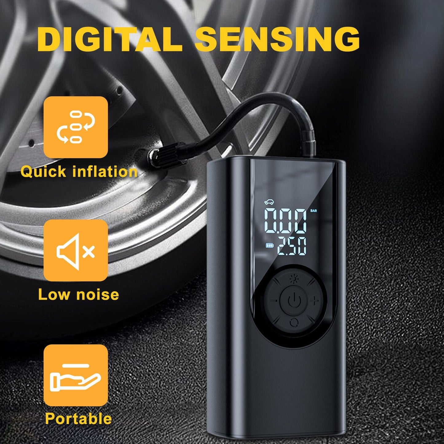 Wireless Tyre Inflator with Power Bank Support - 150PSI Portable Air Compressor for Car, Motorcycle, Bicycle, and Sports Balls GoodsCorner