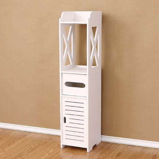 4 Tiers Modern Bathroom Furniture Cabinet Wood Slim Shelf Cupboard Storage Unit. GoodsCorner