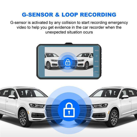 Dashcam Pro Dual Lens Car Camera – 1080P Full HD Front & Waterproof Rear, 32GB SD Card, 4'' IPS Touch Screen, G - Sensor, WDR, Parking Monitor GoodsCorner