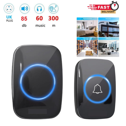 Wireless Doorbell 4 Receivers and 2 Waterproof Push Button, 300m Remote home cordless call bell GoodsCorner